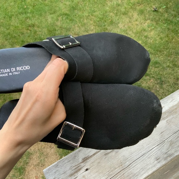 CHRISTIAN DI RICCIO Leather Black Wooden Clogs Women’s Size 10 Made in Italy NEW - Picture 9 of 16